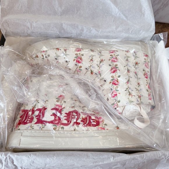 NIB Gucci Blind for Love High Top Sneaker Floral Print Canvas Ivory EU 40 US 10 - Picture 11 of 13